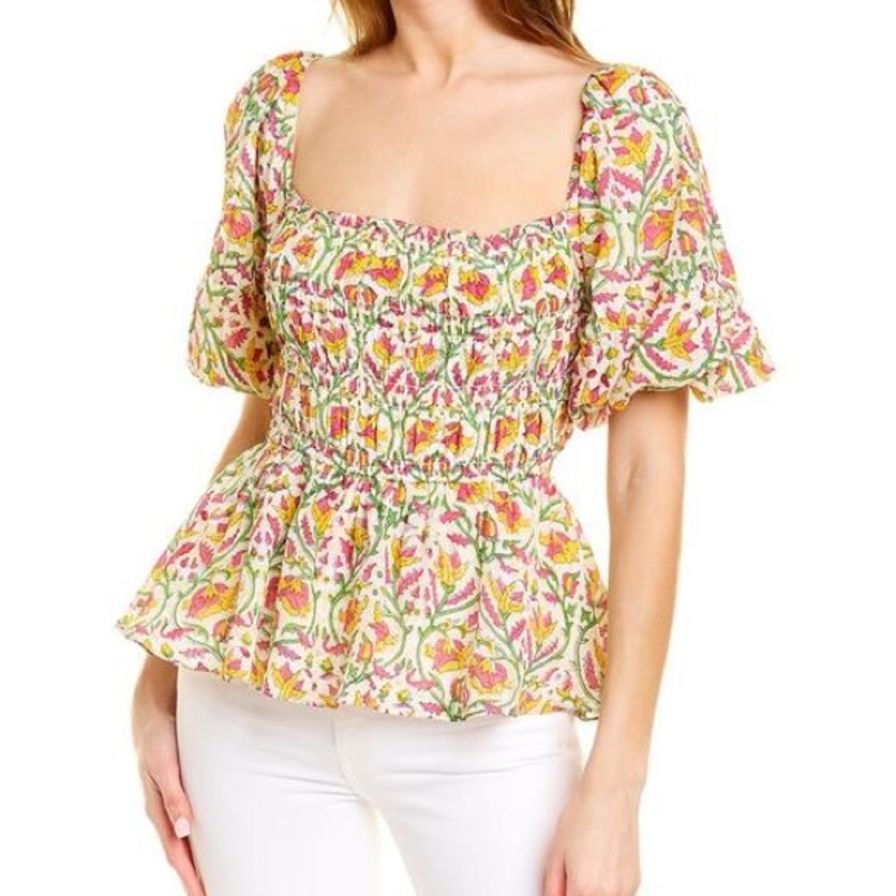 Ash & Eden Rucha Puff Sleeve Blouse sz L